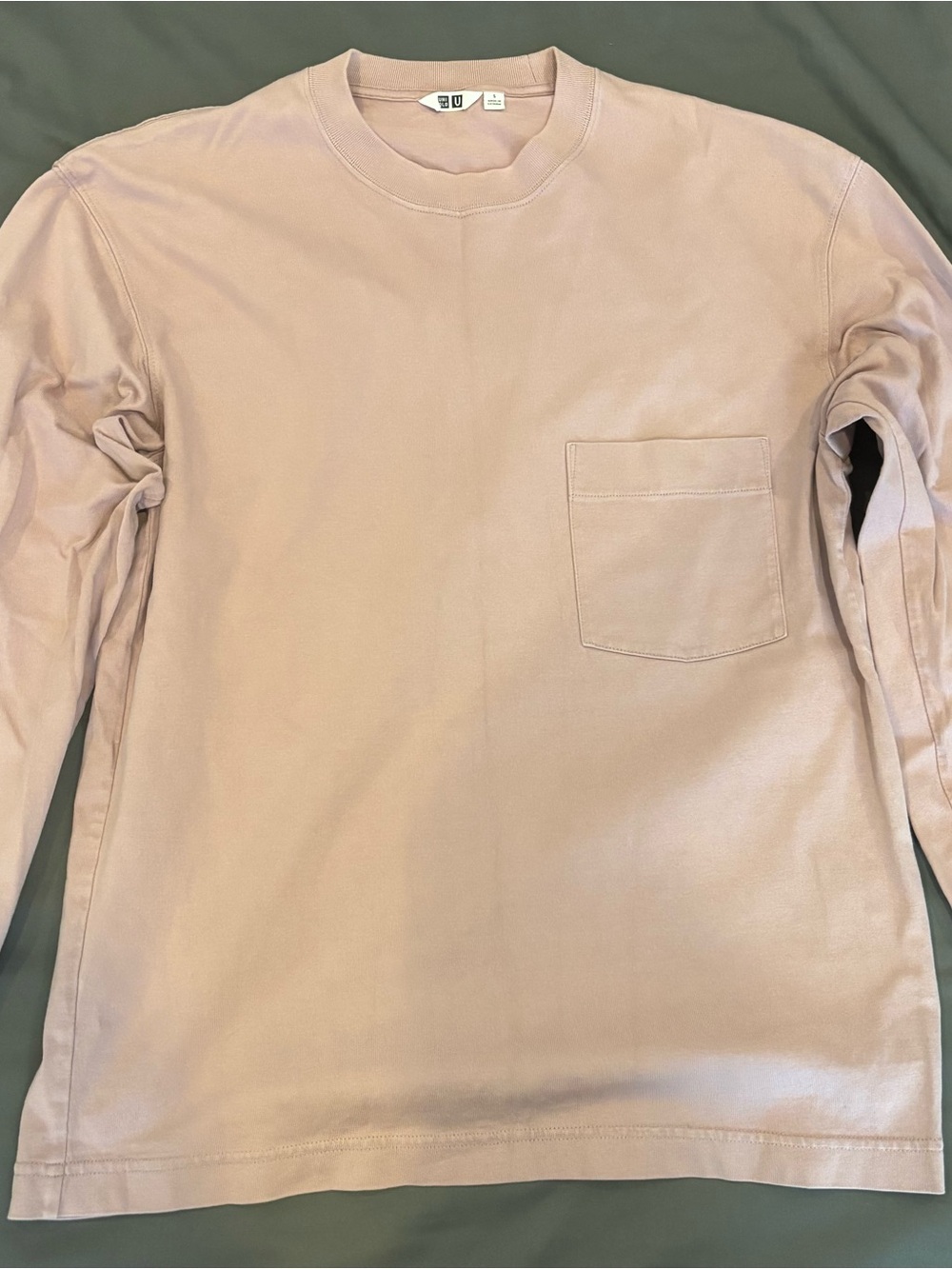 Uniqlo Long Sleeve Pocket Tee in Light Pink